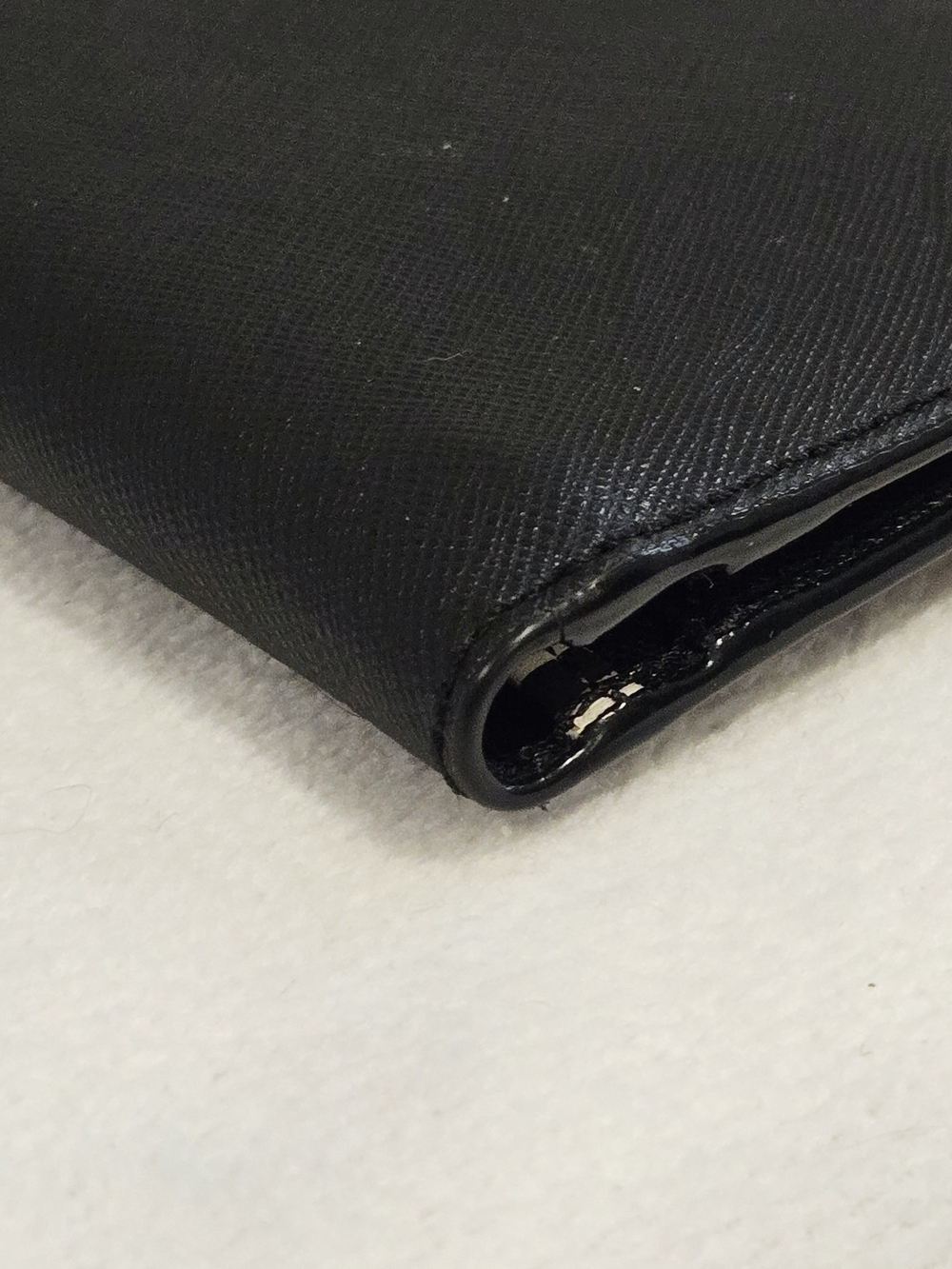 henri bendel Black Saffiano Bi-fold Zip Wallet With Purple Interior - Picture 5 of 15